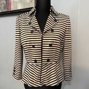 Tahari Striped Zippered Jacket Top size 8